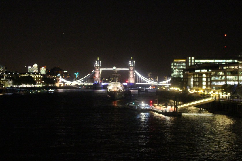 London Bridge at night; at around 8.00pm